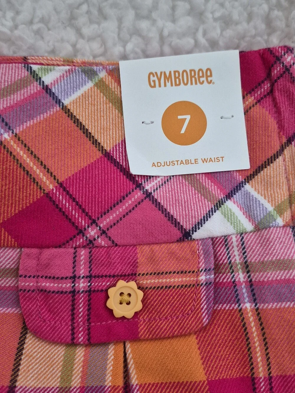Gymboree Plaid Pleated Skort Girls 7 Orange Pink School Classic Preppy NEW